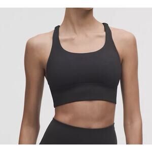 Lululemon Energy Longline Bra Medium Support, Size 6, Black, Athletic, sports